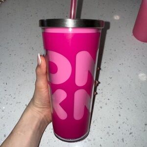 Dunkin Pink Insulated Tumbler with Straw